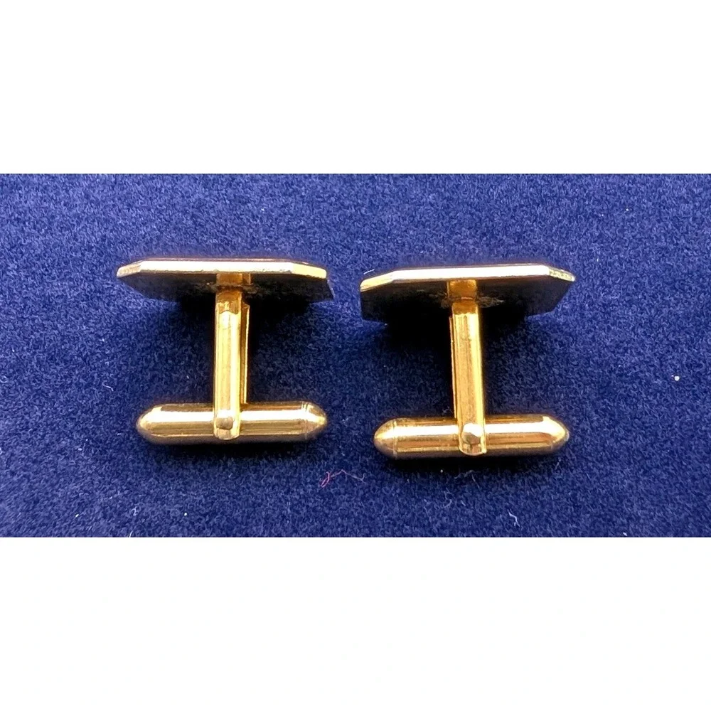Vintage Swank Gold Tone Initial R Cufflinks Octagon Brushed Metal Mens Jewelry